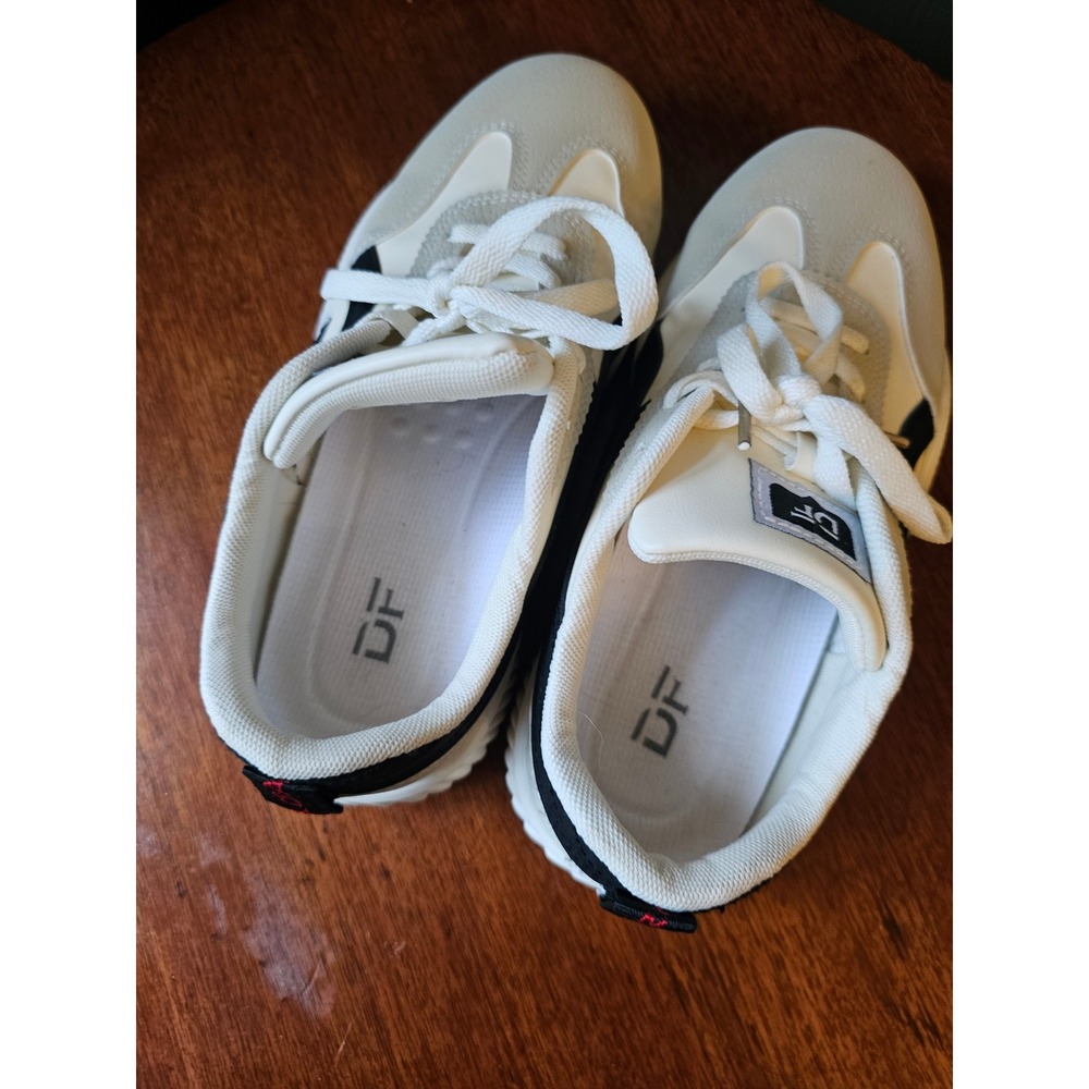 De Florance Women White Black Suede Trim Platform Sneakers Size 7.5 - Picture 9 of 10
